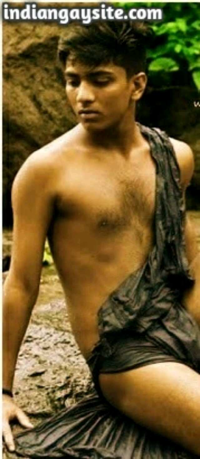 Indian Gay Porn: Sexy desi twink in a steamy hot photoshoot wearing wet lungi