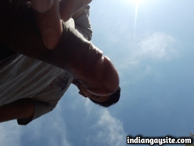 Outdoor gay fun pics of a desi guy's big dick