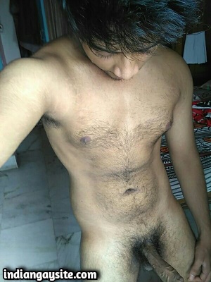 Slutty Naked Twink Shows Huge Uncut Cock & Fit Body