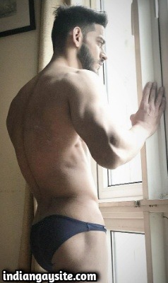 Naked Indian Stud Exposing in Skimpy Tight Briefs