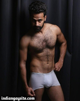 Hairy Indian Model in a Sexy Photoshoot with Boxers