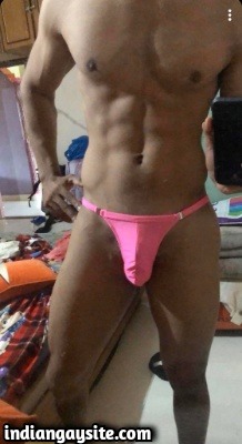 Slutty Naked Indian Stud in Pink Thongs