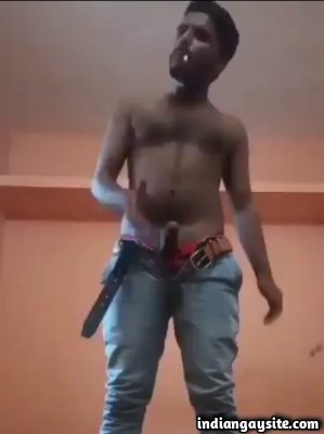Horny stripping hunk smoking & camming
