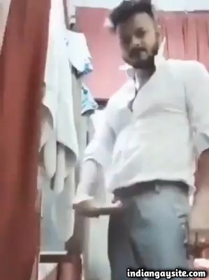 Big dick jerk off video of dressed up hunk