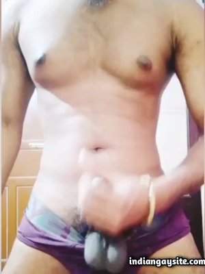 Desi muscular hunk wanking in undies and cumming