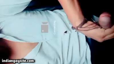 Car gay wank of a twinky horny guy in traffic