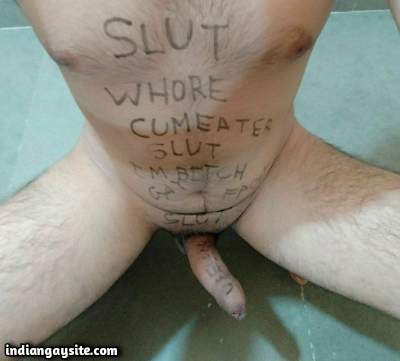 Slave gay slut shows off his naked body in kinky poses