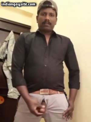 Horny desi man wanking his big hard cock