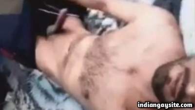 Masturbating hot man teasing his long hard penis