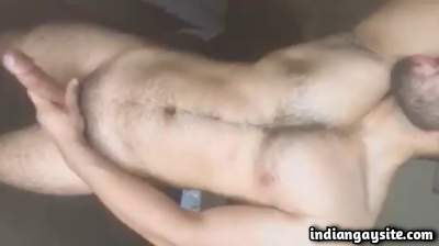 Wanking fit man posing with big boner on cam