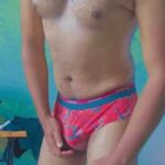 Naked horny twink exposing in tight sexy briefs