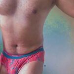 Naked horny twink exposing in tight sexy briefs