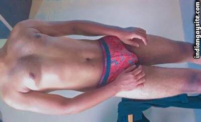 Naked horny twink exposing in tight sexy briefs