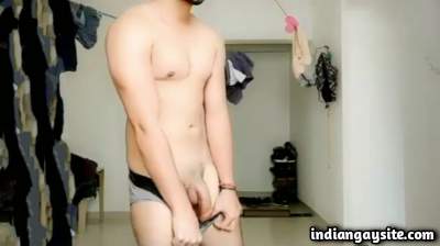 Big dick boy wanking his desi rock hard boner