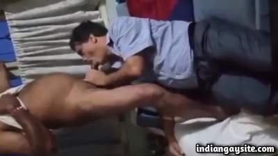 Cock sucking daddy having fun with his friend