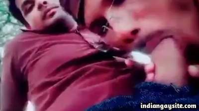 Crazy outdoor blowjob between horny gay friends