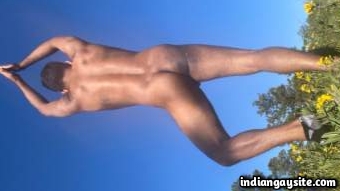 Indian exhibitionist man teasing his sexy body outdoors