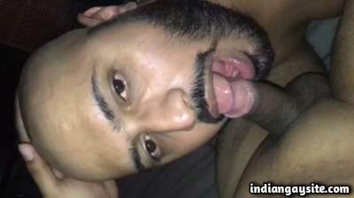 Bald horny dad loving a man's big juicy hard cock