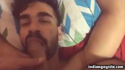 Hot horny hunk sucking a gay man's big cock
