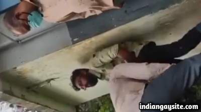 Outdoor public blowjob between horny gay strangers