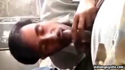 Public homo blowjob fun with a horny and hard truck driver