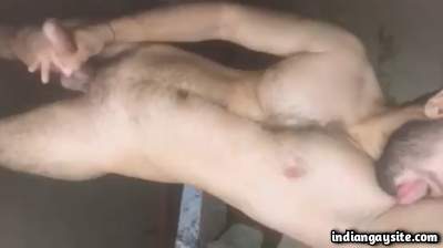 Muscled sexy hunk plays with hard big dick