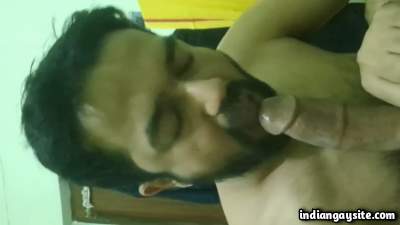 Sucking cute man pleasing his horny gay master
