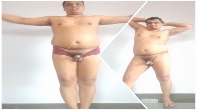 Fat guy jerking off