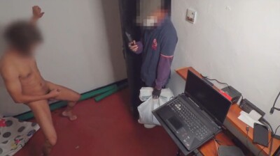 Boy taped secretly jerking off before delivery guy