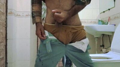 Filthy gay uncle cumming inside my bathroom
