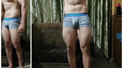 Gym going ripped gay bro stripping at night