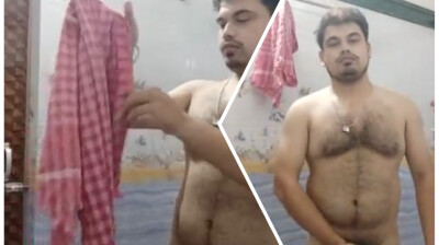 Handsome hairy Haryana hunk cumming during shower