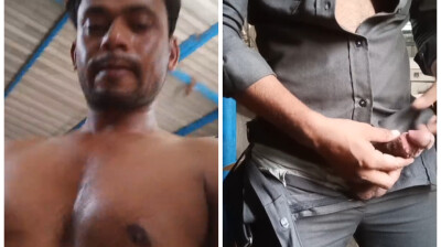 Sexy security guard stripping and jerking off