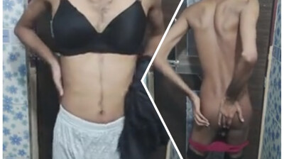 Slutty cross dresser boy masturbation clip