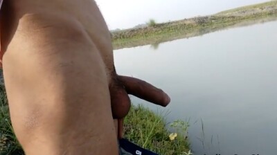 Village morning lake side jerk off clip