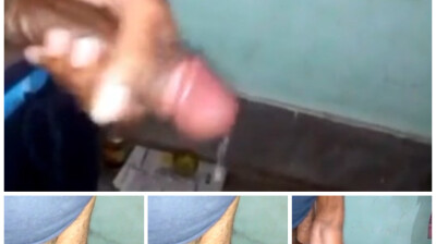 Indian gay uncle milking himself in bathroom