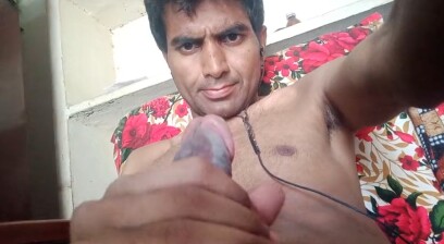 Uncle enjoying his juicy boner without wife