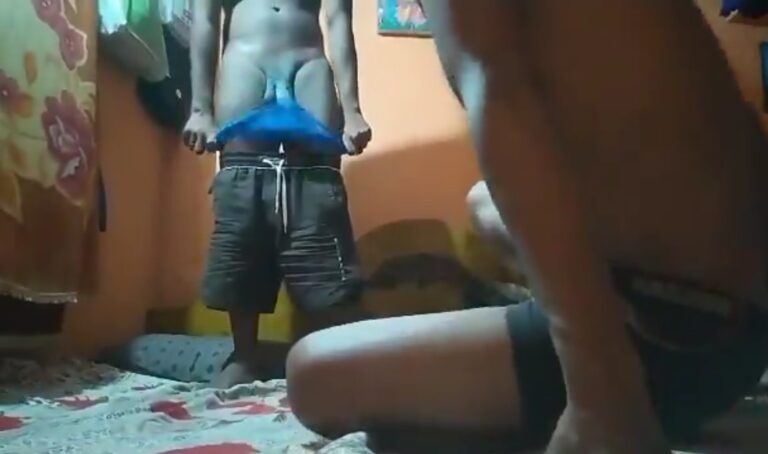 Romancing twink boys making out wildly at home