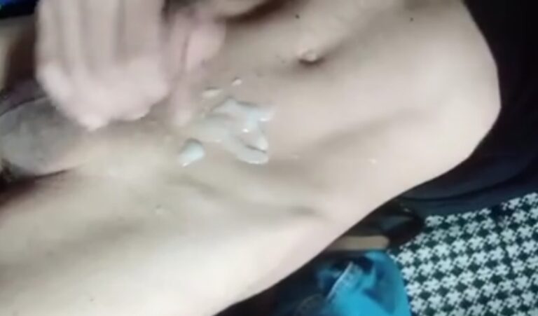 Sexy Indian twink boy cums hard after wanking