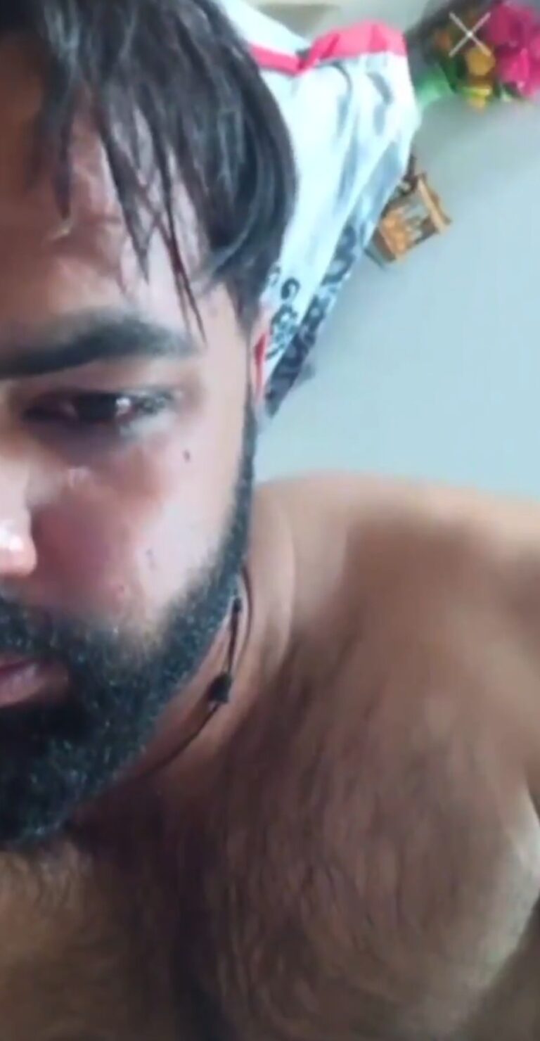 Hairy gay man wanking hard juicy dick