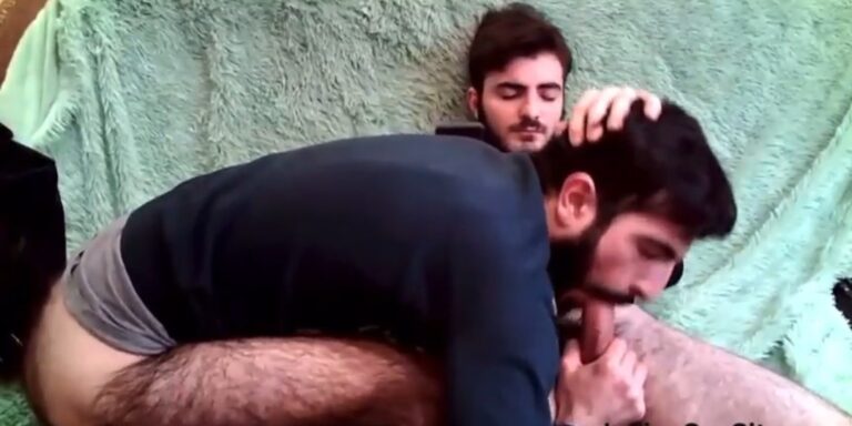Hairy wild guy gets sucked by hot and horny sucker