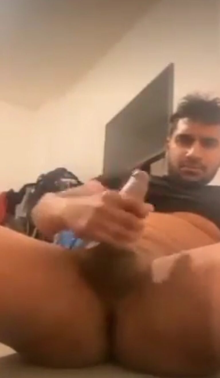 Hard masturbating boy teasing cam viewers with big cock