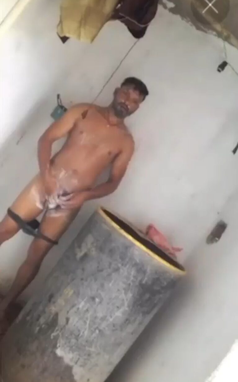 Wet horny desi stud teasing himself in shower