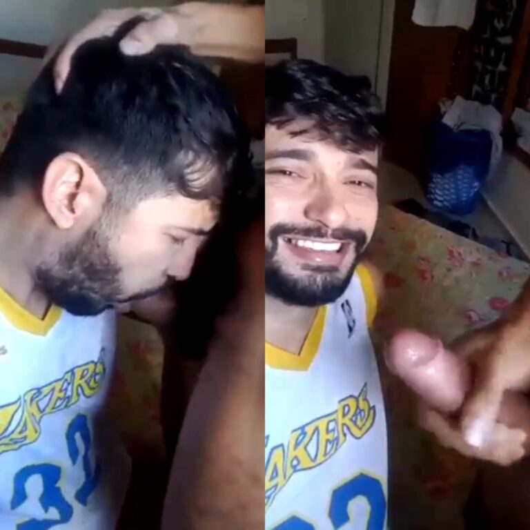 Handsome Indian man suck big cock with smile