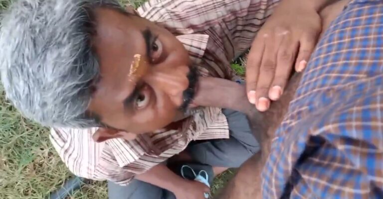 Old horny south uncle sucking cock in garden