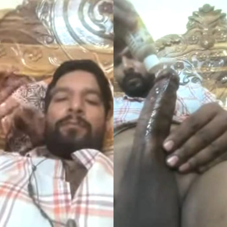 Beard man enjoy black cock jerking video