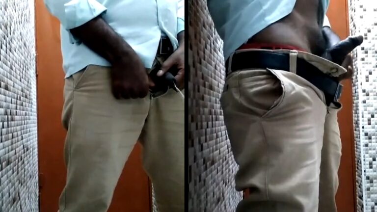 Bathroom peeing gay video