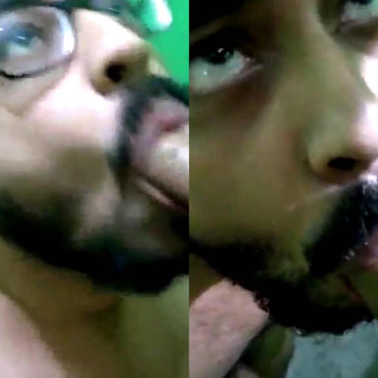 Beard man deepthroat blowjob
