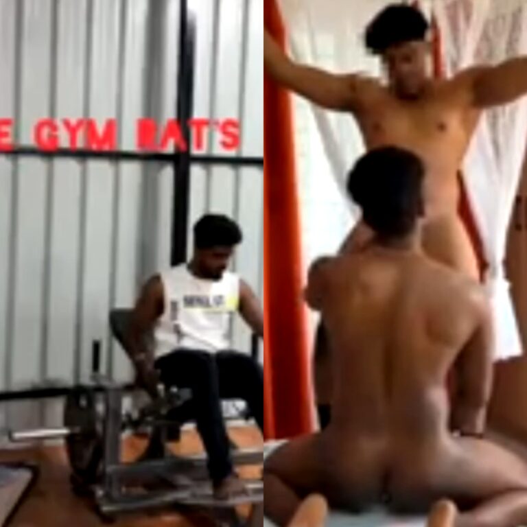Gym men enjoy blowjob