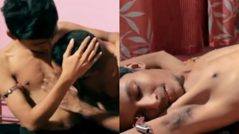 Lean man cuddle kissing video